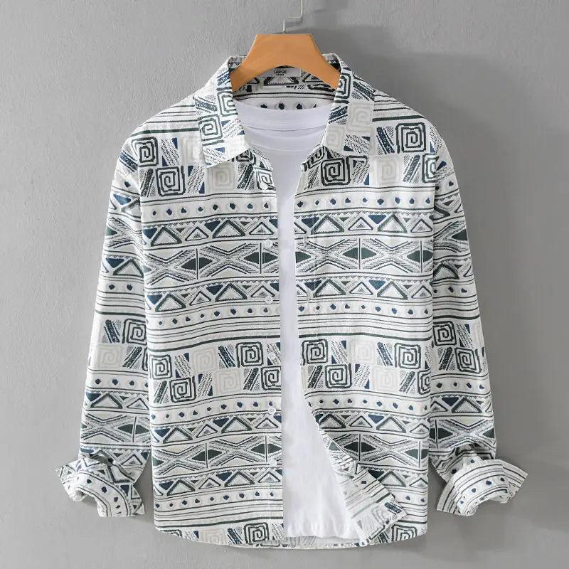 Chemise boutonnée tribale nomade pour homme – Coupe décontractée