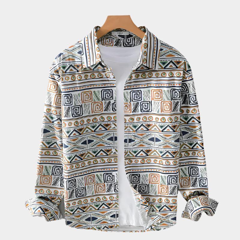 Chemise boutonnée tribale nomade pour homme – Coupe décontractée