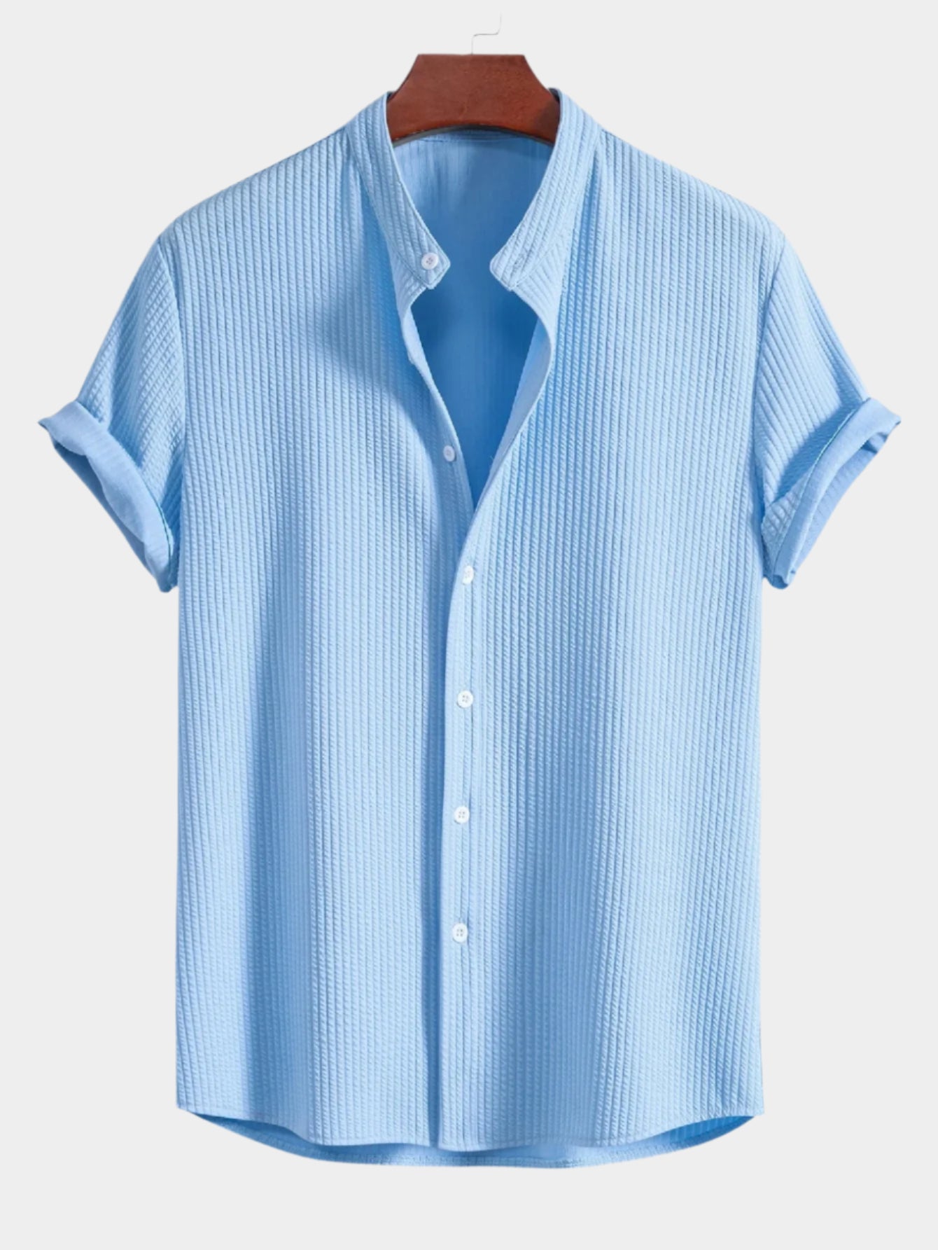 Chemise côtelée à col montant et coupe près du corps – Tenue d'été décontractée