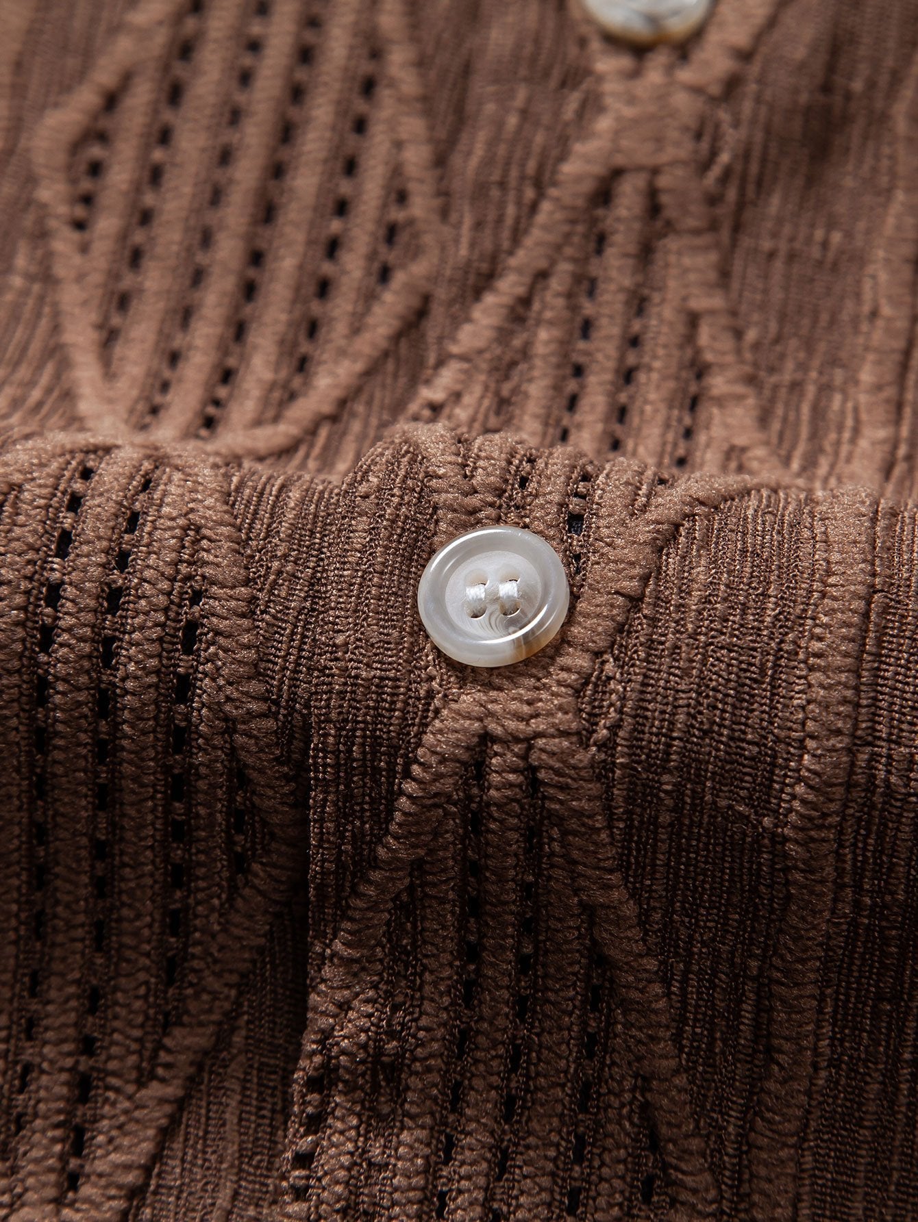 Chemise cubaine en jacquard géométrique - Chemise boutonnée décontractée pour l'été