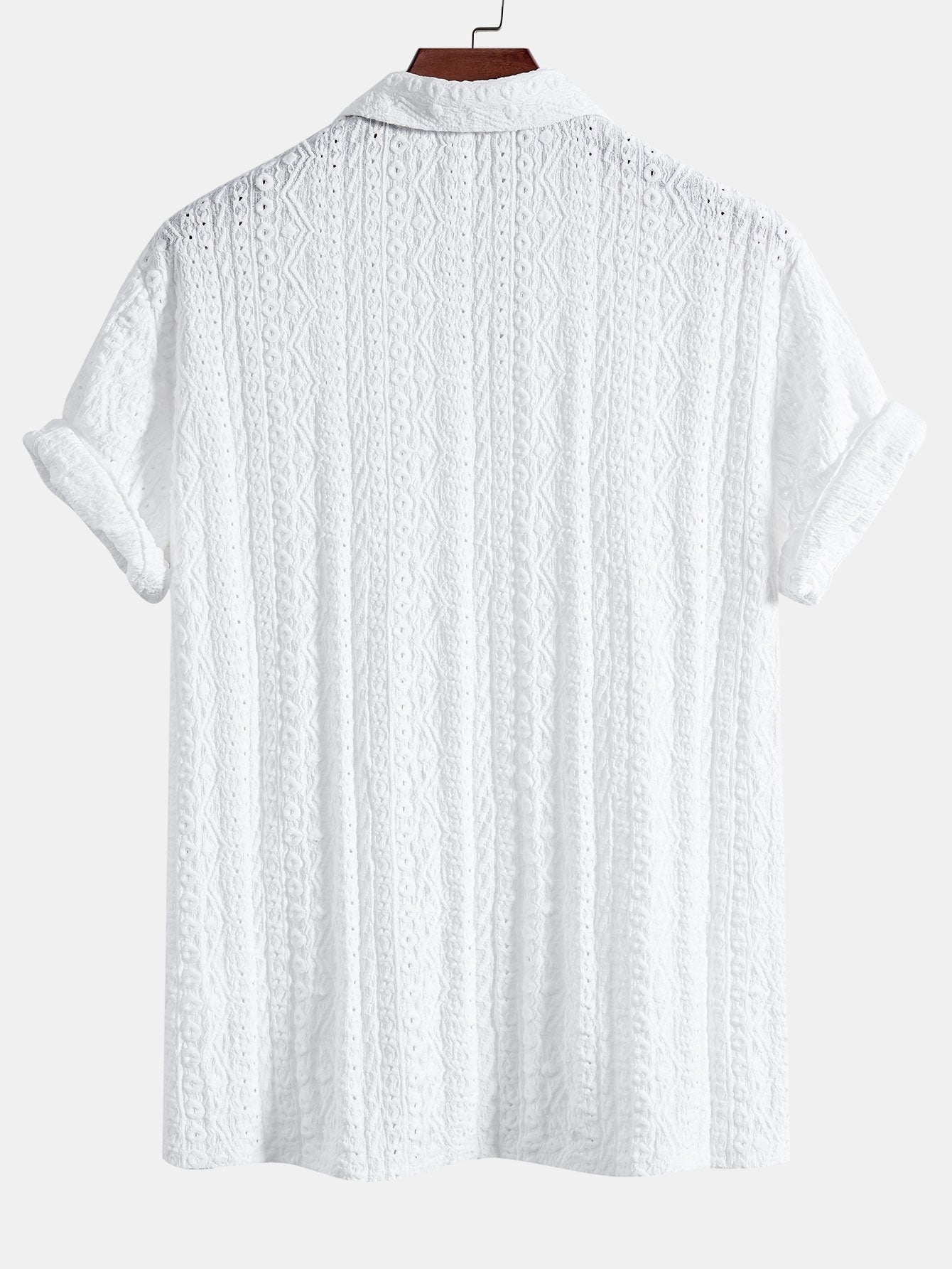 Chemise cubaine en jacquard géométrique – Vêtements d'été élégants pour hommes