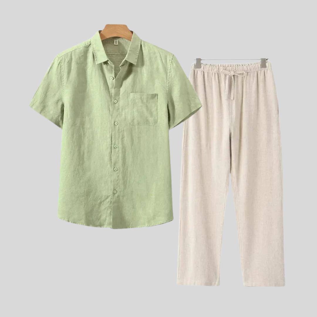 Chemise et pantalon en lin de luxe – Ensemble décontracté d'été léger pour homme