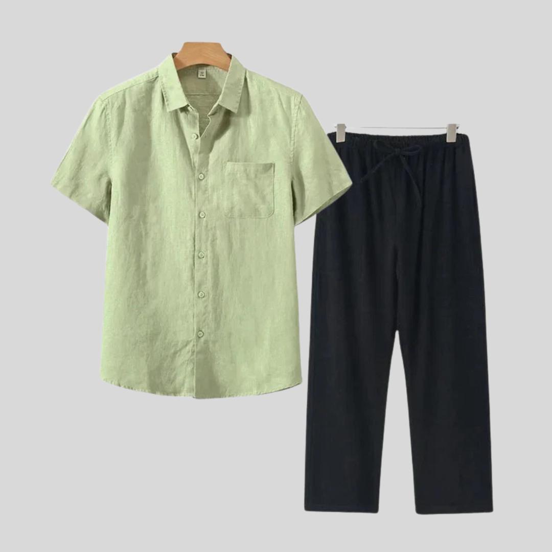 Chemise et pantalon en lin de luxe – Ensemble décontracté d'été léger pour homme
