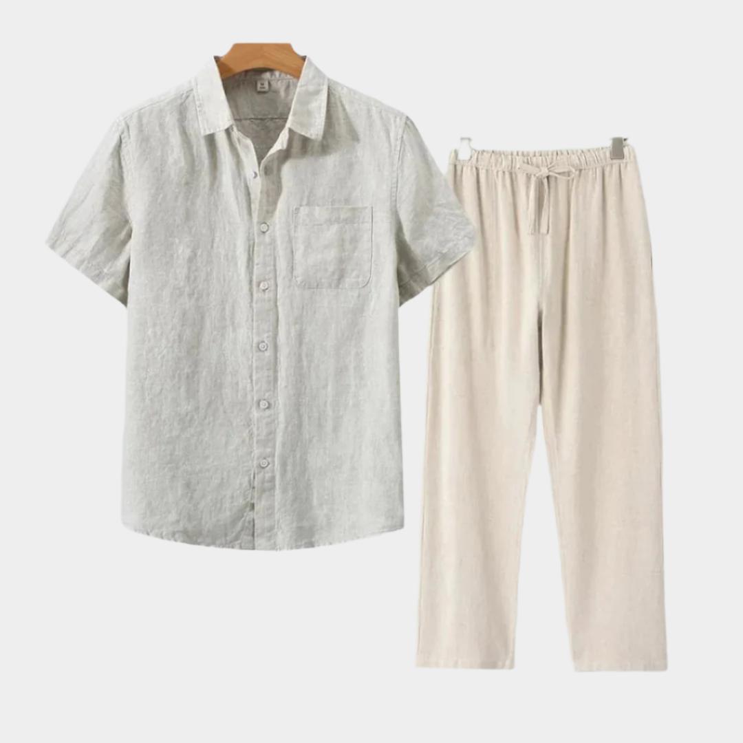 Chemise et pantalon en lin de luxe – Ensemble décontracté d'été léger pour homme