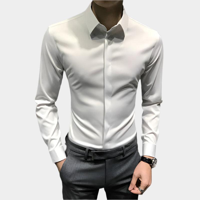 Chemise infroissable en coton mercerisé – Coupe slim pour homme