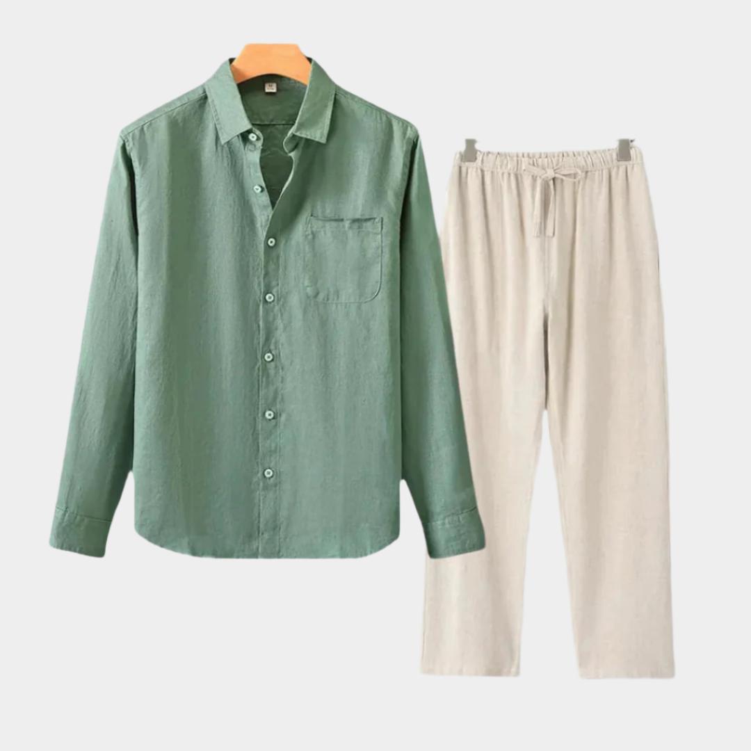 Chemise longue en lin de luxe – Respirante et coupe oversize pour homme