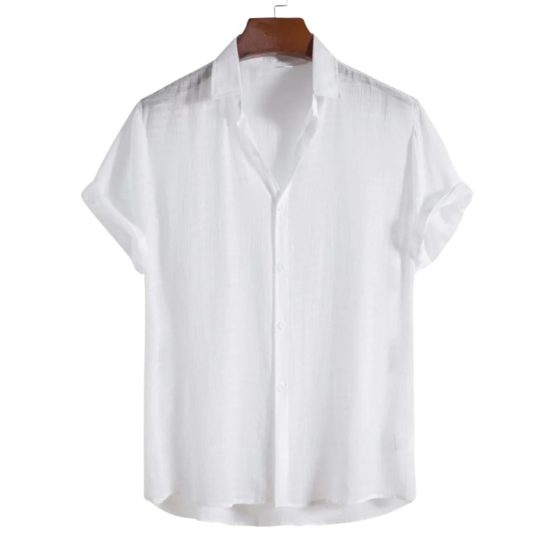 Chemise plissée en coton pour homme – Style estival classique et respirant