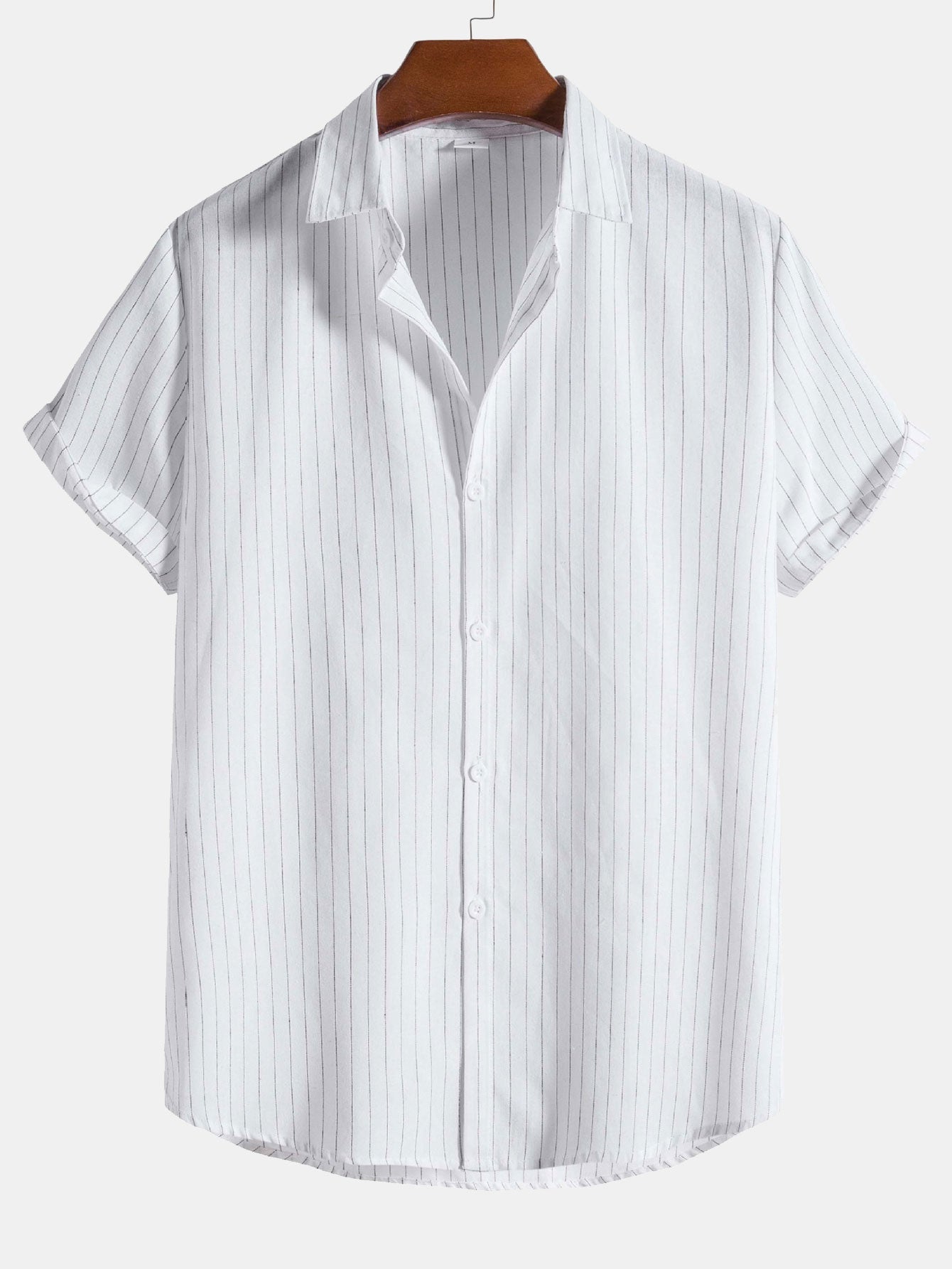 Chemise rayée en coton coupe classique – Haut boutonné décontracté pour homme