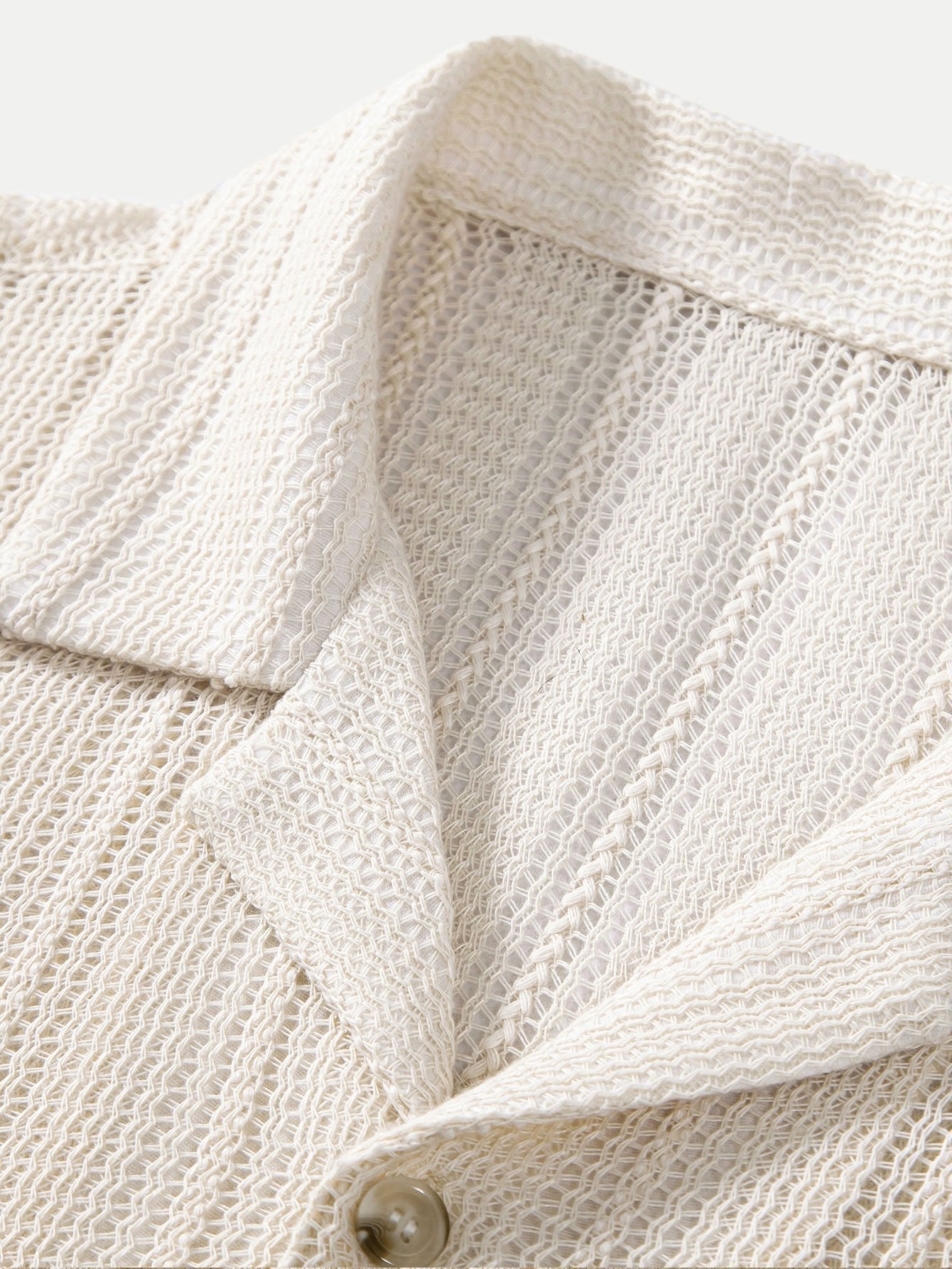 Chemise texturée à col cubain – Tenue décontractée d'été à manches courtes pour homme