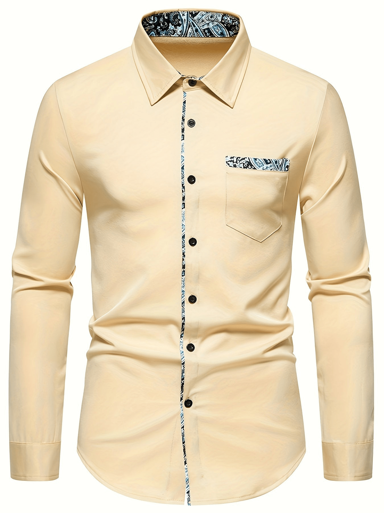 Chemise à manches longues pour homme à motif cachemire, confectionnée dans un matériau de haute qualité. 5