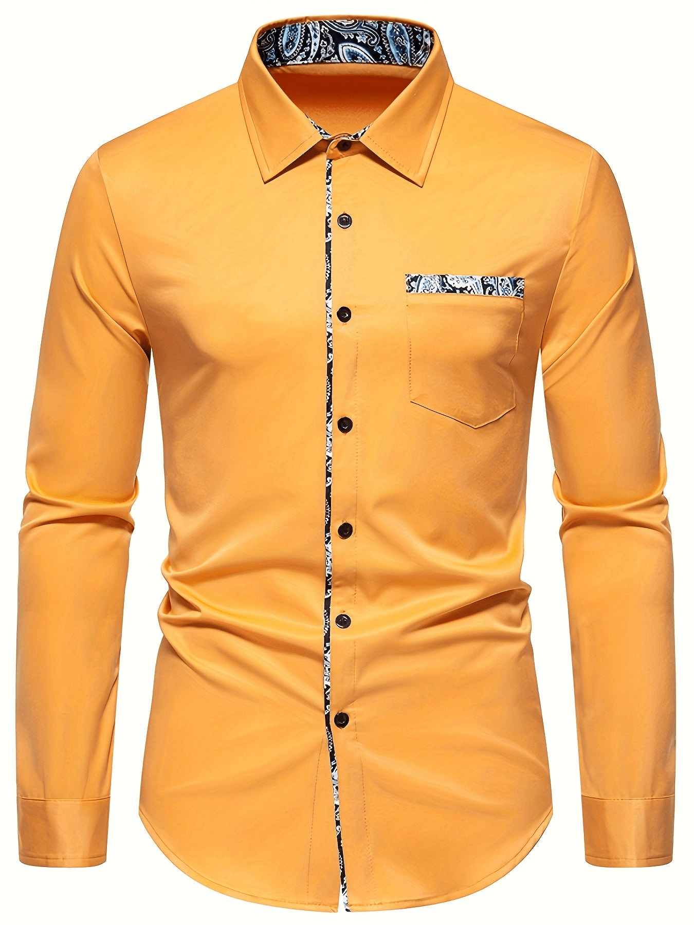 Chemise à manches longues pour homme à motif cachemire, confectionnée dans un matériau de haute qualité. 6