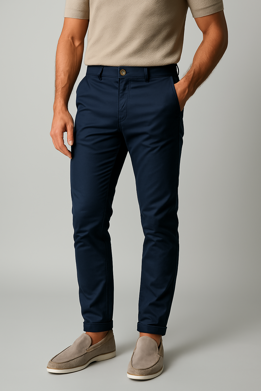 Pantalon chino slim stretch – Mélange de coton sur mesure pour homme