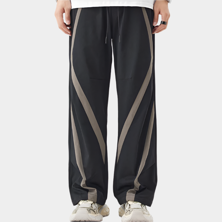 Pantalon droit à jambe large et taille ajustable avec cordons de serrage pour homme