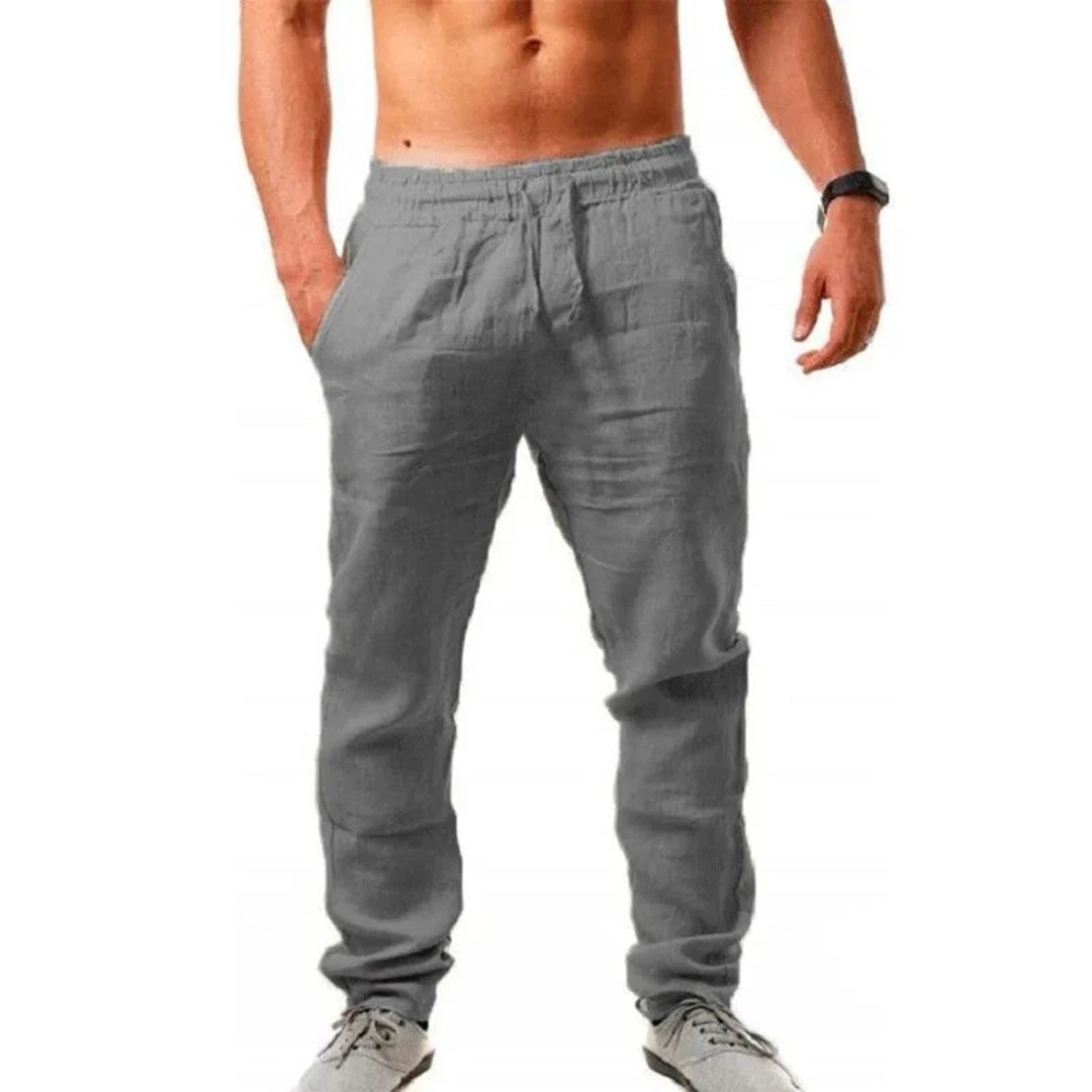 Pantalon en lin à taille élastique – Pantalon d'été décontracté pour homme