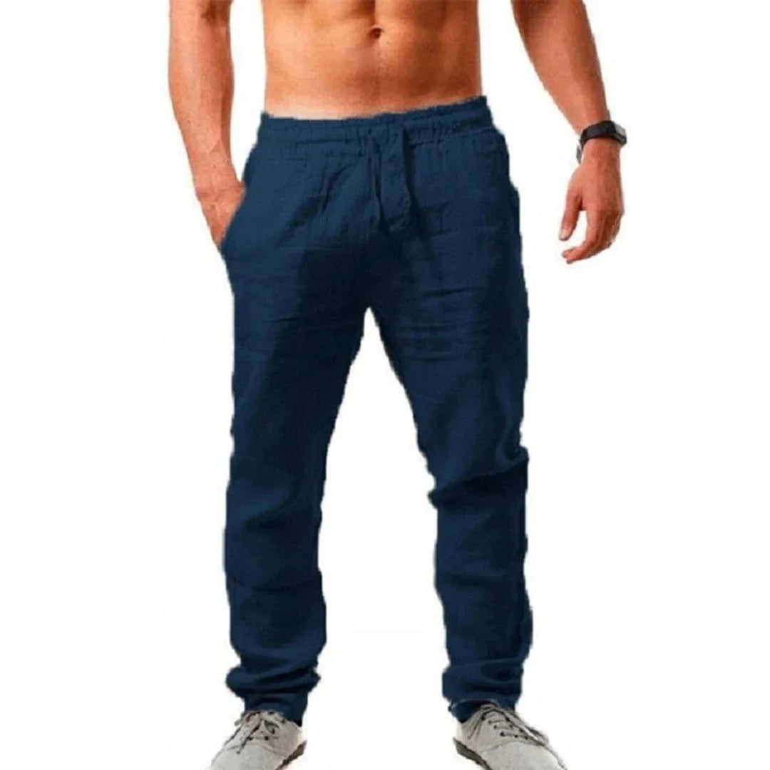 Pantalon en lin à taille élastique – Pantalon d'été décontracté pour homme