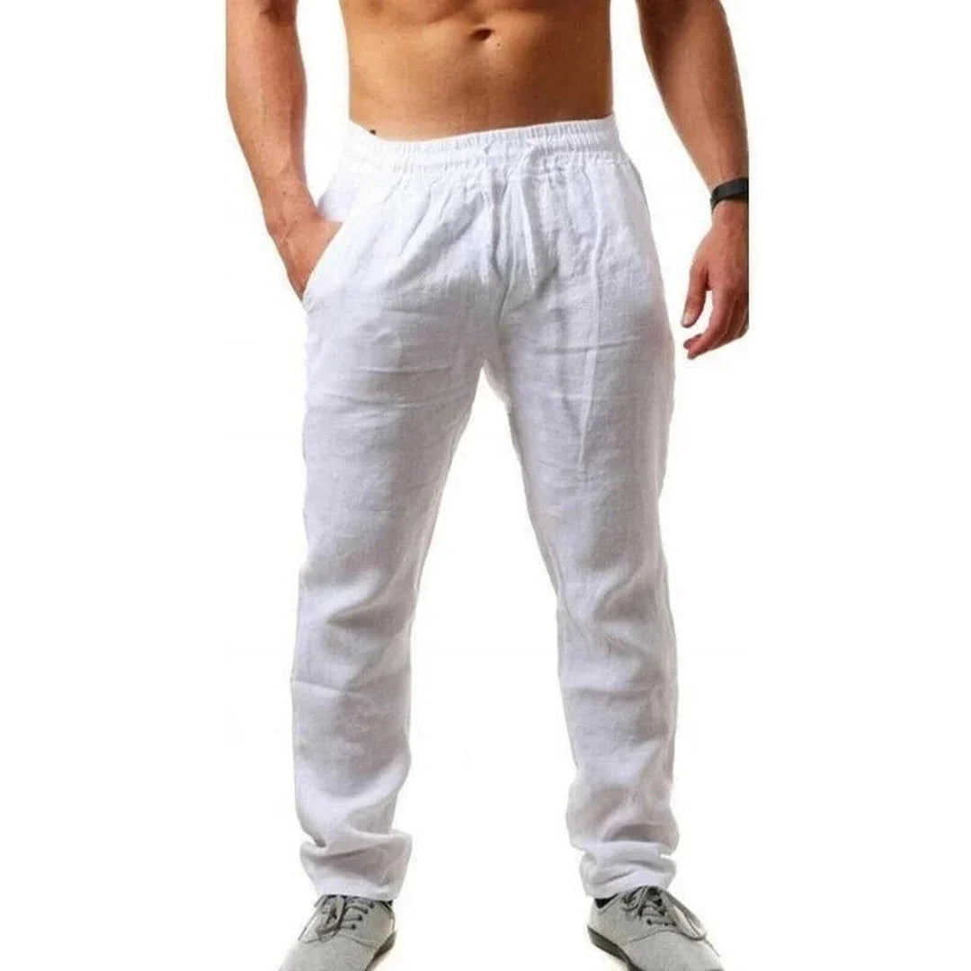 Pantalon en lin à taille élastique – Pantalon d'été décontracté pour homme