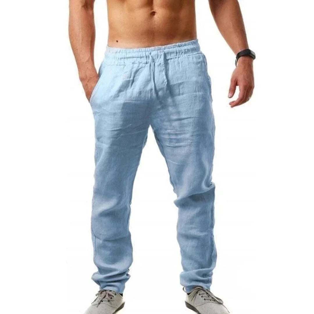Pantalon en lin à taille élastique – Pantalon d'été décontracté pour homme