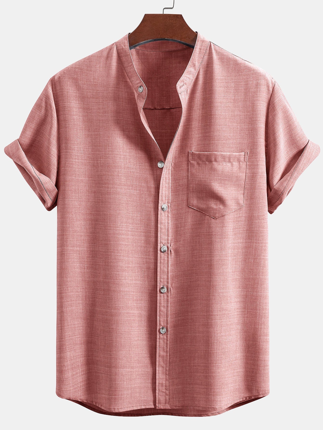Chemise à col montant et short deux ensembles pour un style estival décontracté
