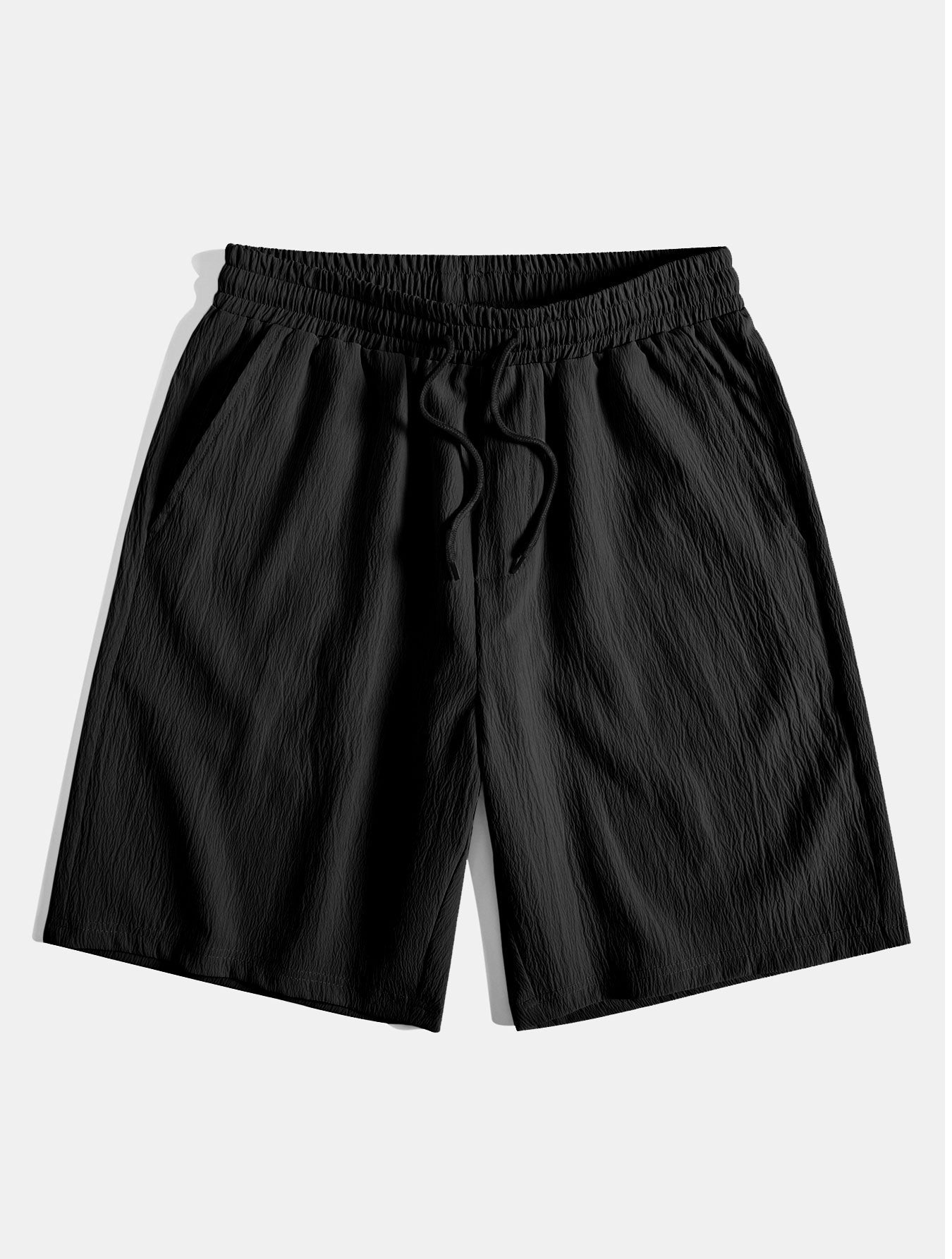 Ensemble chemise boutonnée en lin et rayonne et short froissé pour homme
