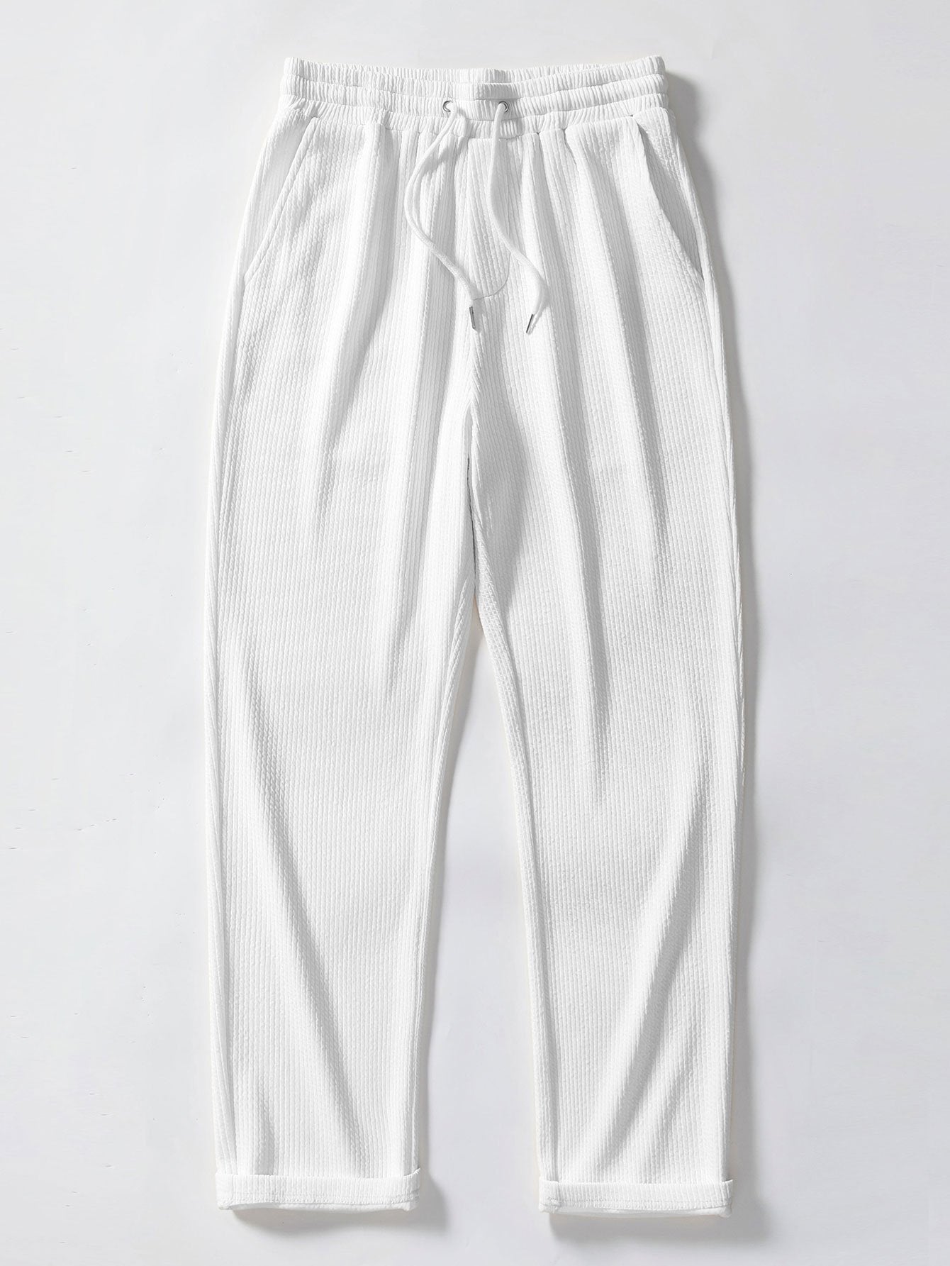 Ensemble polo rayé en tricot jacquard et pantalon côtelé pour homme