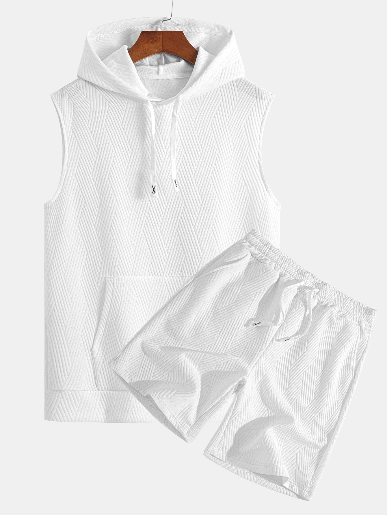 Ensemble sweat à capuche et short rayés en jacquard pour homme