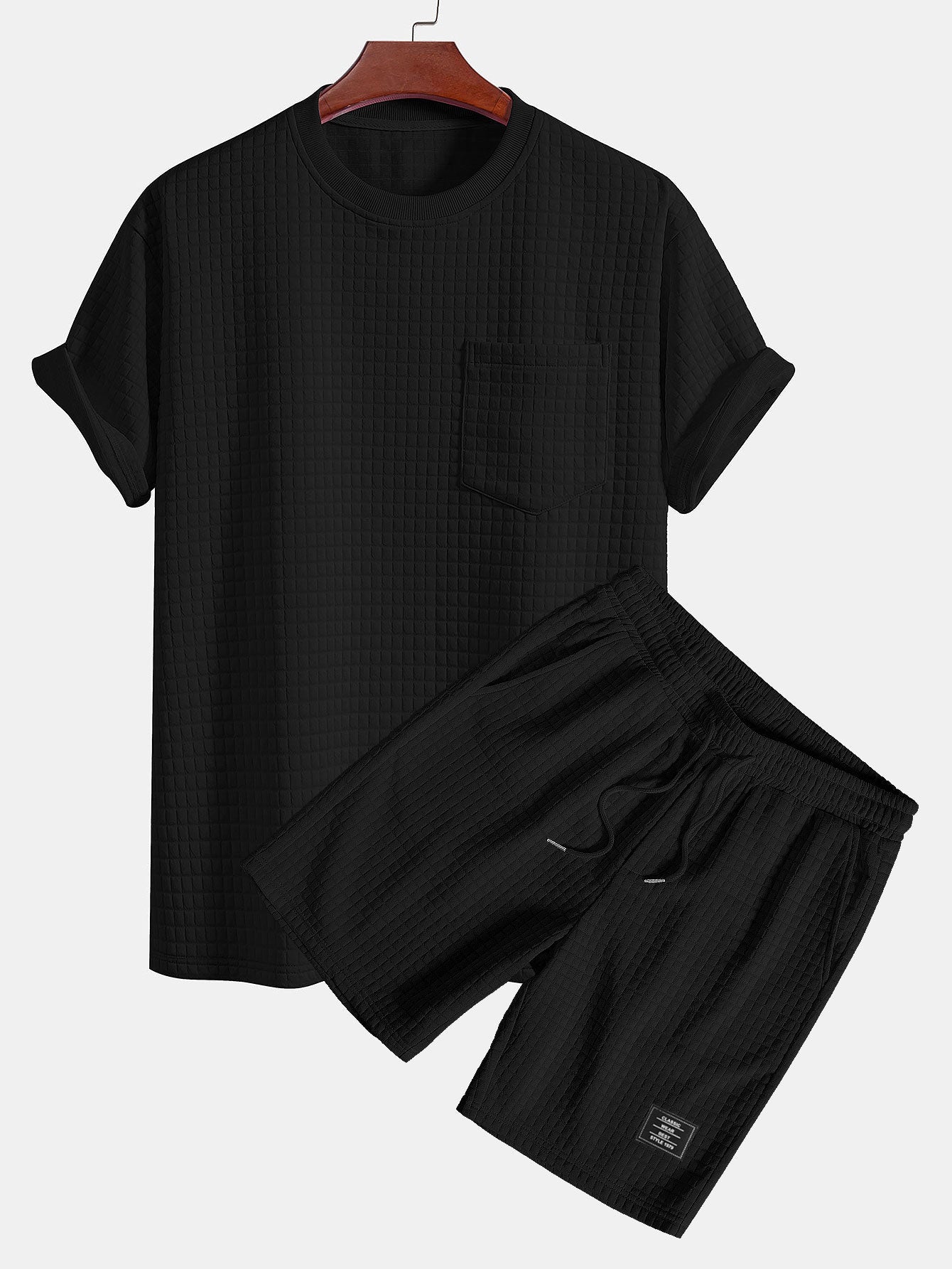 Ensemble t-shirt et short oversize en maille gaufrée – Tenue de détente décontractée