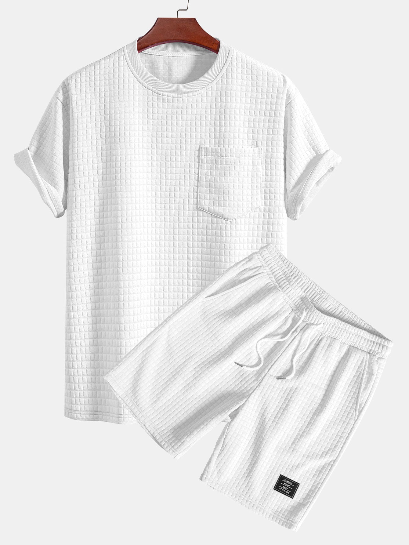 Ensemble t-shirt et short oversize en maille gaufrée – Tenue de détente décontractée