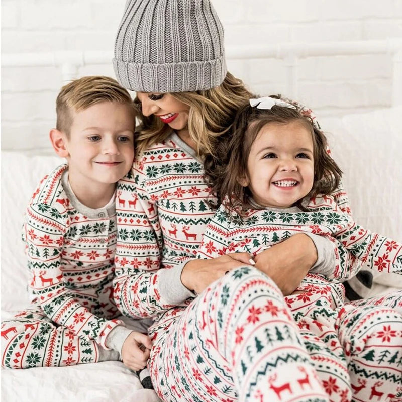 Ensemble pyjama familial en coton pour femmes et hommes 1