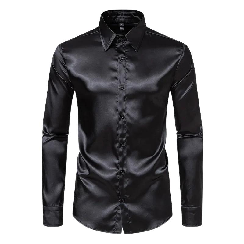 Evander - Blouse moderne en satin pour Homme
