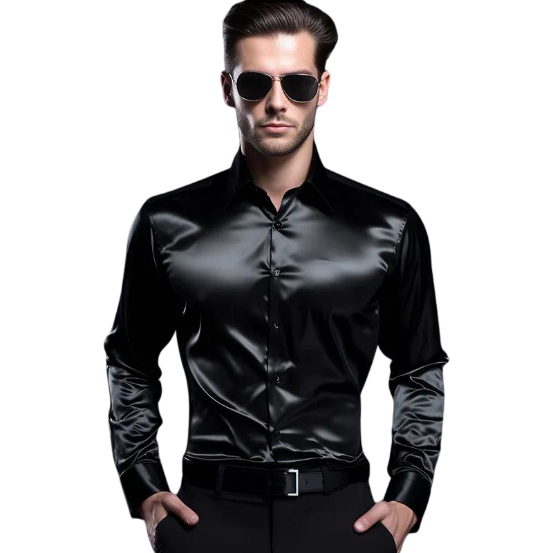 Evander - Blouse moderne en satin pour Homme