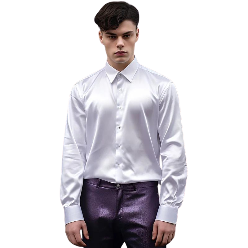 Evander - Blouse moderne en satin pour Homme