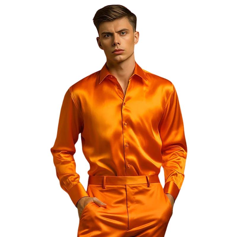 Evander - Blouse moderne en satin pour Homme