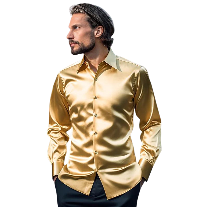 Evander - Blouse moderne en satin pour Homme