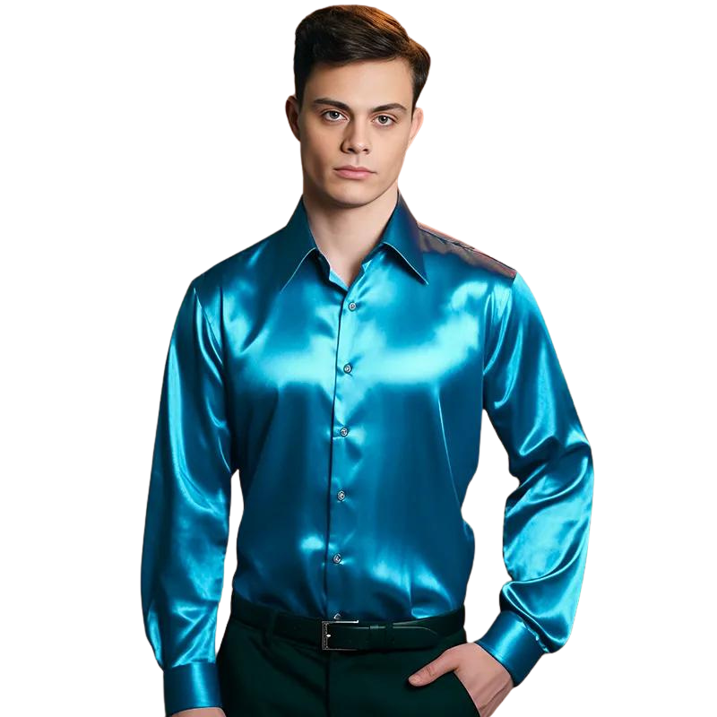 Evander - Blouse moderne en satin pour Homme
