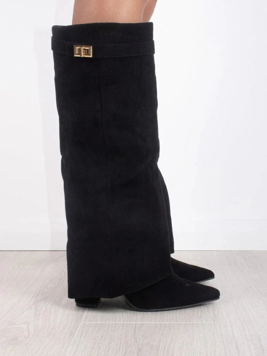 Evy | Bottes élégantes pour femmes en daim de haute qualité avec détails dorés - 3