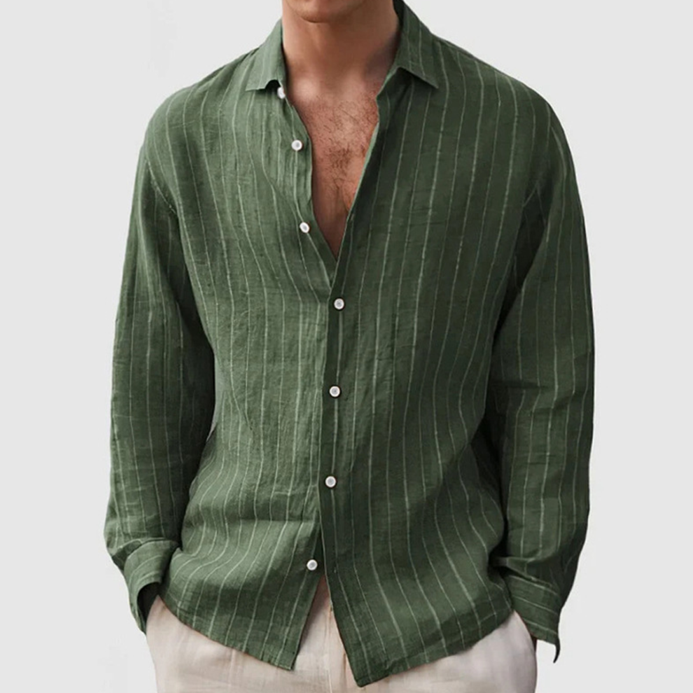Chemise boutonnée décontractée à manches longues avec imprimé rayé
