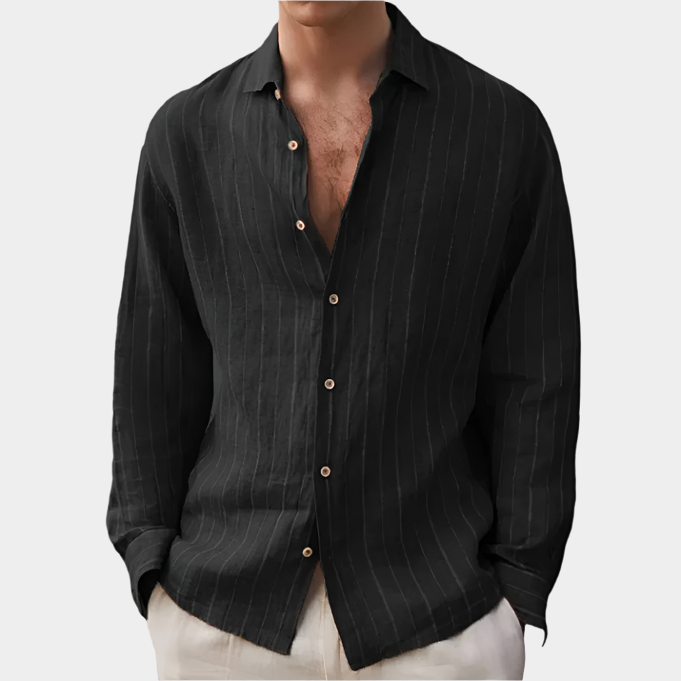 Chemise boutonnée décontractée à manches longues avec imprimé rayé