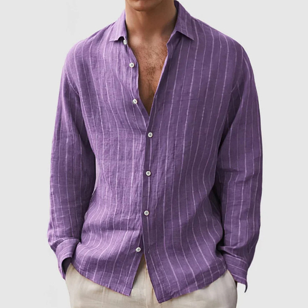 Chemise boutonnée décontractée à manches longues avec imprimé rayé