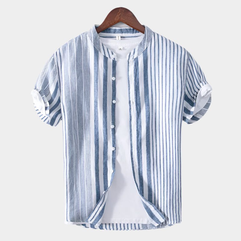 Chemise boutonnée en lin rayé – Chemise d'été légère pour homme