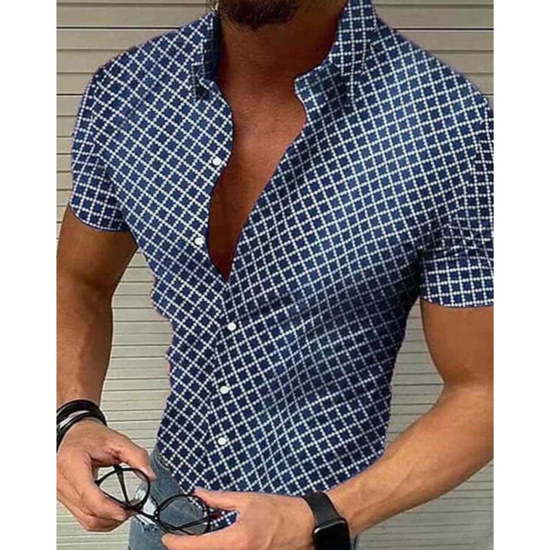Hugues – Chemise à carreaux pour hommes, à manches courtes, alliant style décontracté et confort