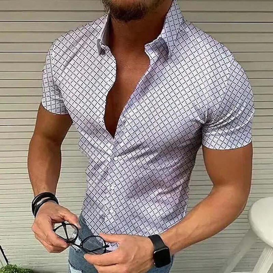 Hugues – Chemise à carreaux pour hommes, à manches courtes, alliant style décontracté et confort