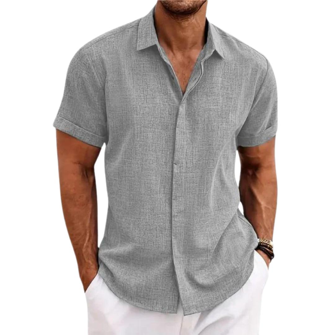 Inigo - Chemise décontractée en lin à manches courtes pour homme