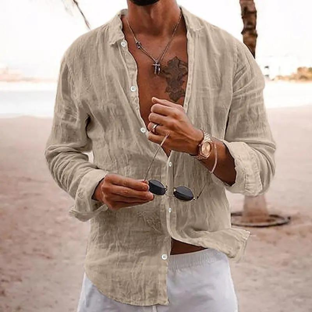 Isaac - Chemise décontractée en lin pour Homme