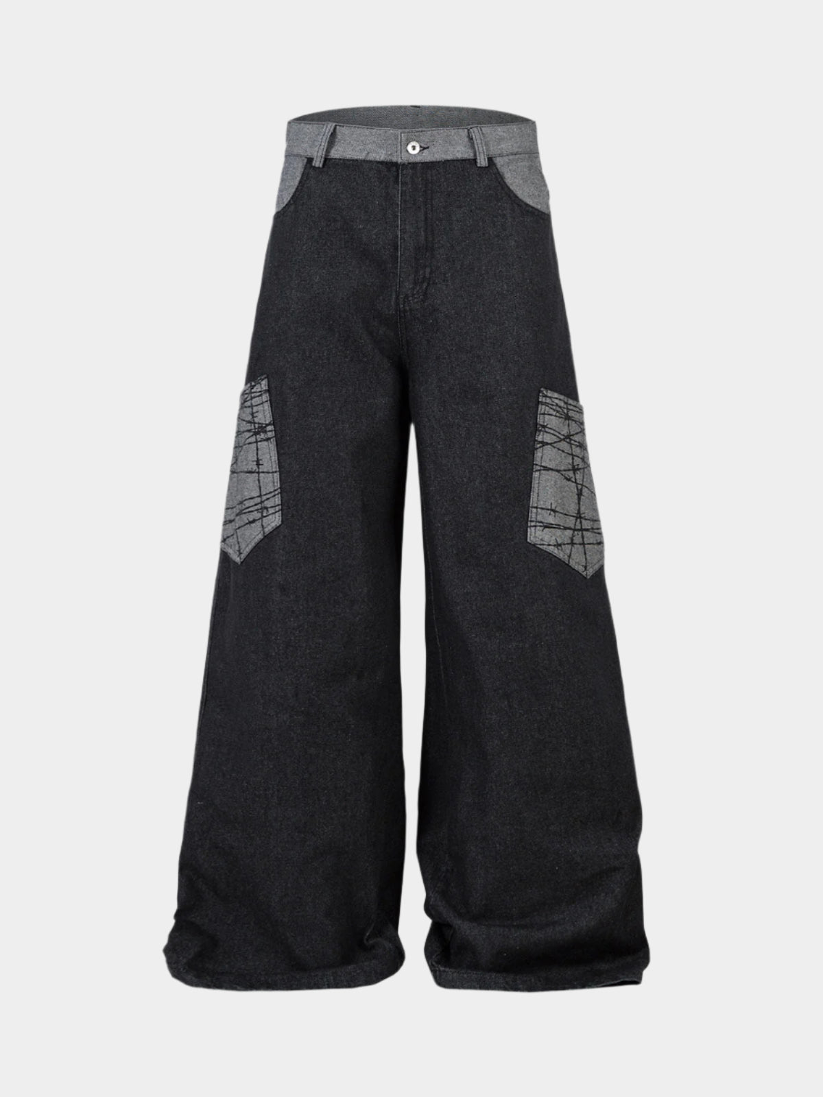 Jean large à poches plaquées - Pantalon ample taille haute pour homme