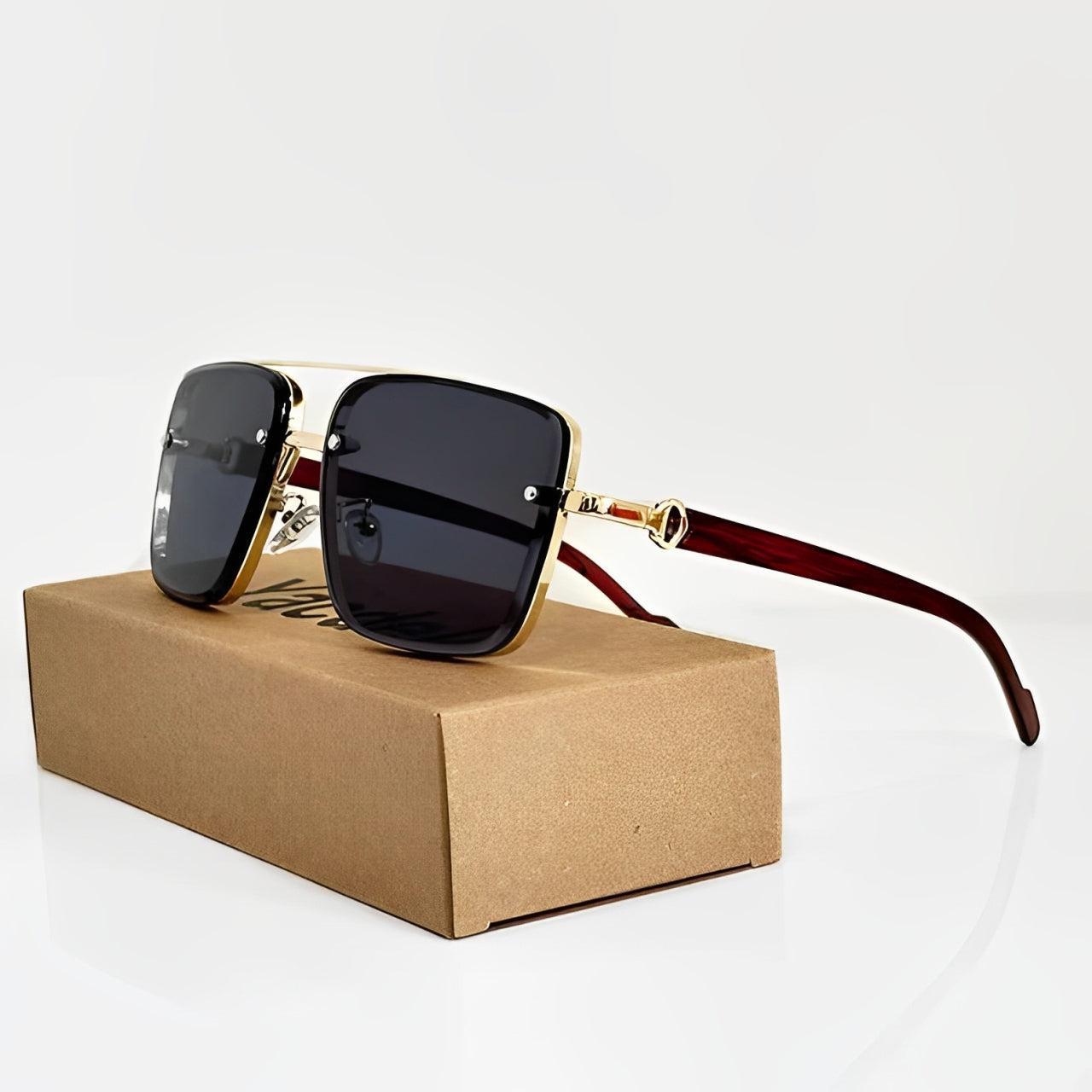 Lunettes de soleil rectangulaires emblématiques avec pont en métal – Style classique