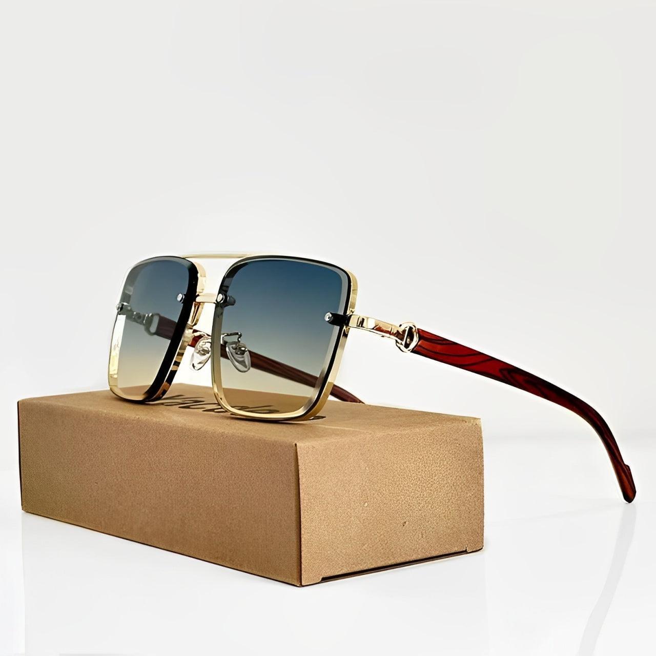 Lunettes de soleil rectangulaires emblématiques avec pont en métal – Style classique