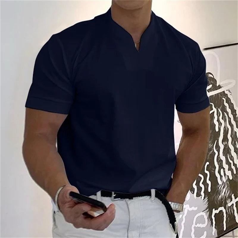 Maillot de fitness à manches courtes et col en V - Respirant et à séchage rapide