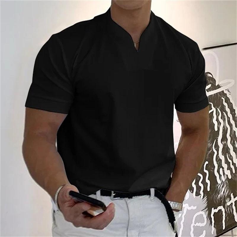 Maillot de fitness à manches courtes et col en V - Respirant et à séchage rapide