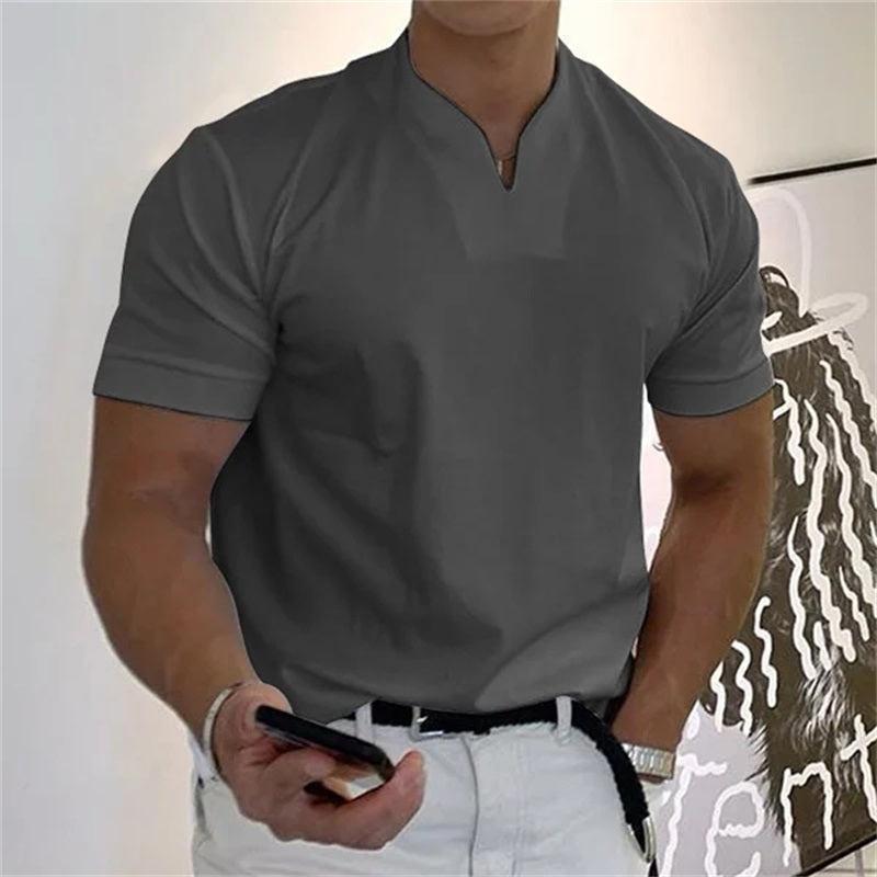 Maillot de fitness à manches courtes et col en V - Respirant et à séchage rapide