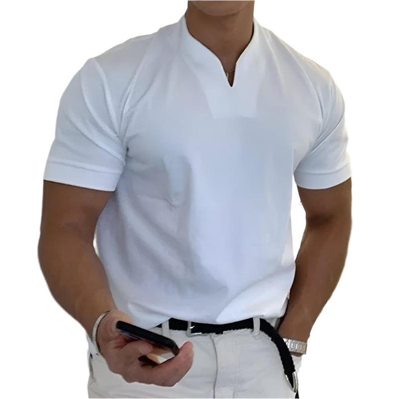 Maillot de fitness à manches courtes et col en V - Respirant et à séchage rapide